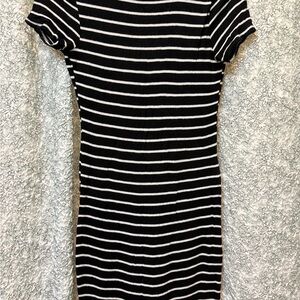 GAP Black and White Striped Midi Dress